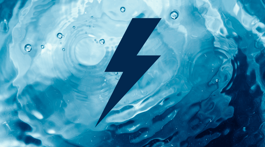 Graphic of lightening on a water background