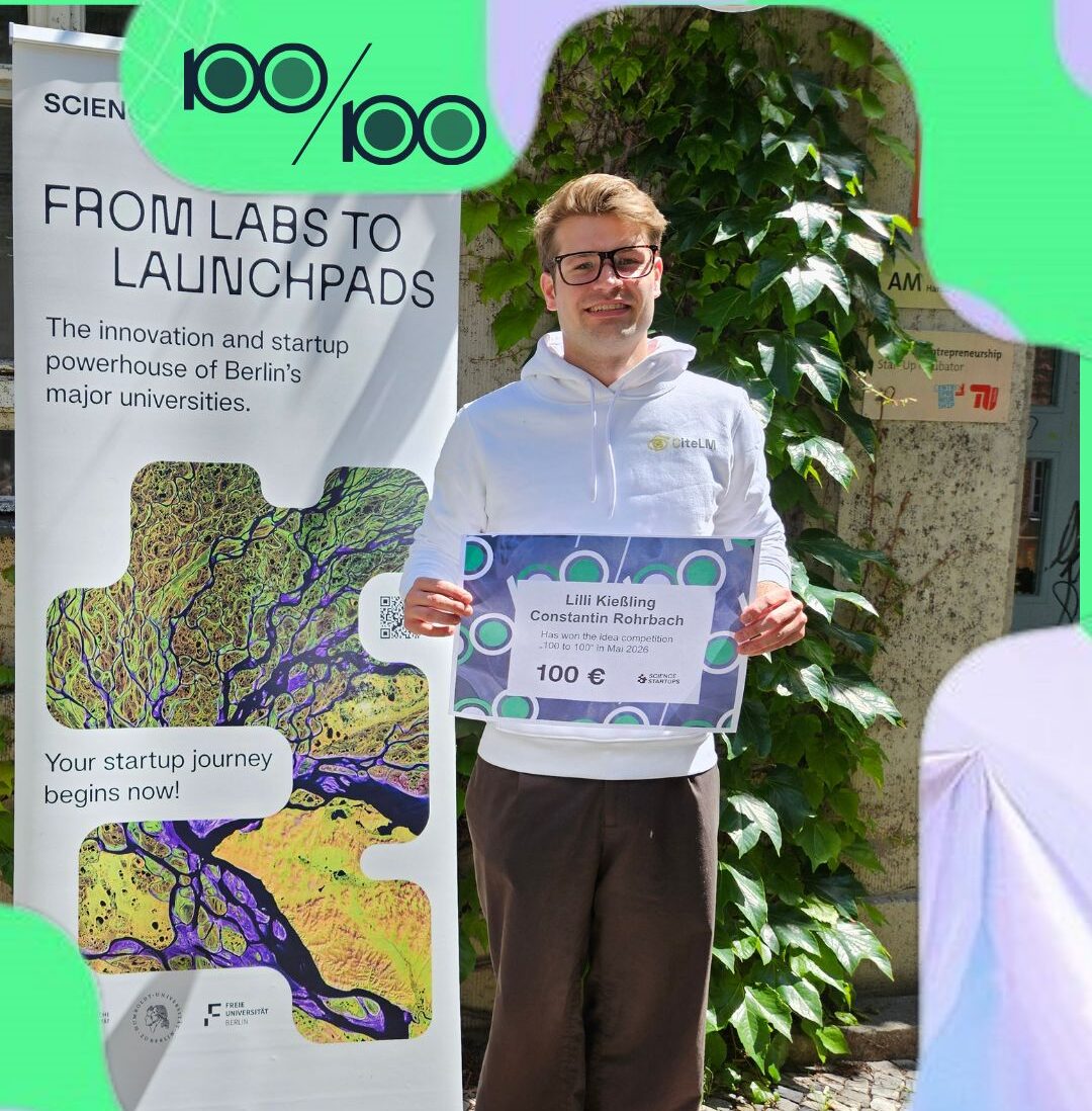 Constantin Rohrbach und Lilli Kiessling sind die letzten Sieger:innen des 100 to 100 Ideenwettbewerb von Science & Startups (c) Science & Startups